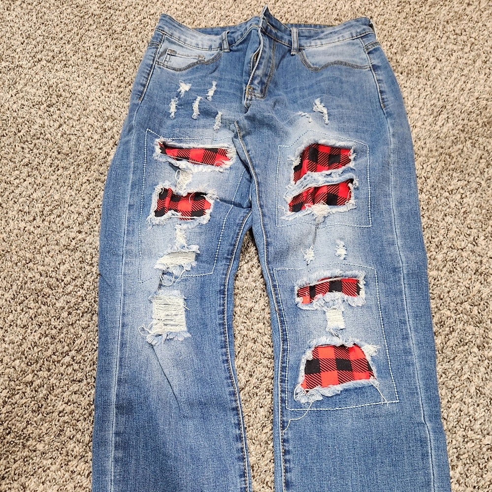 Loose Fit Patched Jean's size Small